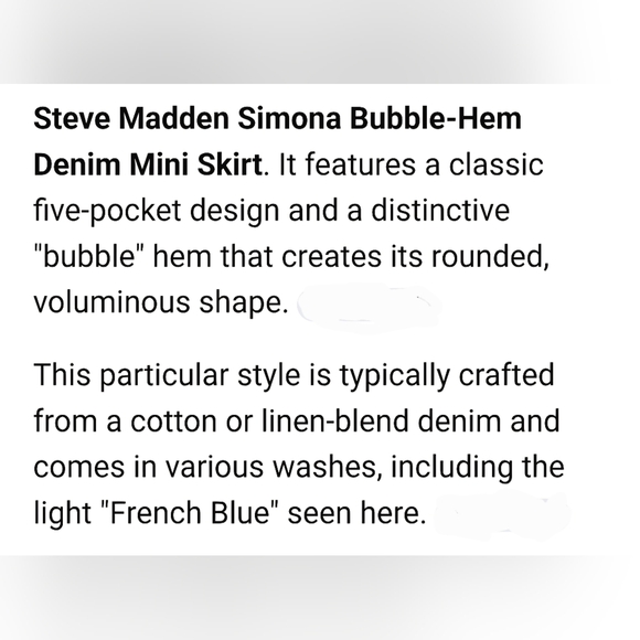 Steve Madden Women's Blue 100% Cotton Denim Mini Bubble Jean Skirt Sz 28 NWT - Picture 6 of 8